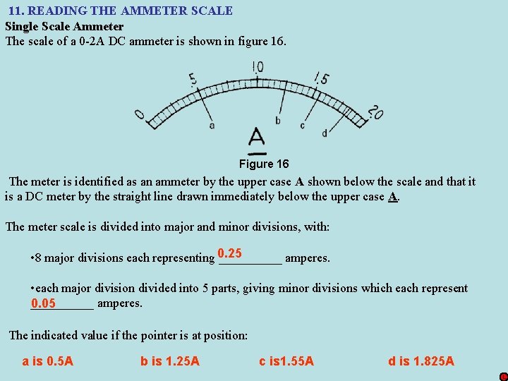 11. READING THE AMMETER SCALE Single Scale Ammeter The scale of a 0 -2