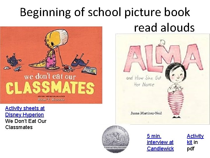 Beginning of school picture book read alouds Activity sheets at Disney Hyperion We Don’t