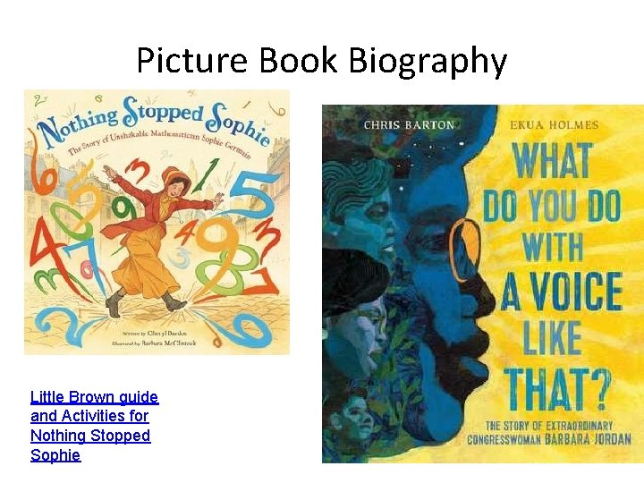 Picture Book Biography Little Brown guide and Activities for Nothing Stopped Sophie 