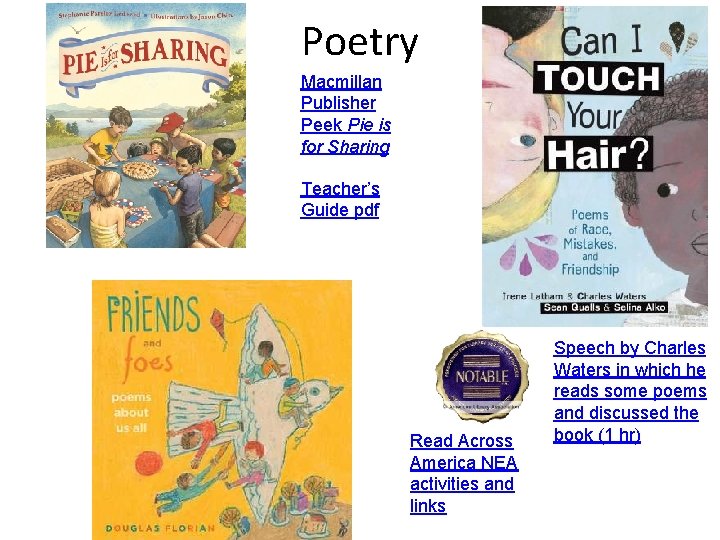 Poetry Macmillan Publisher Peek Pie is for Sharing Teacher’s Guide pdf Read Across America