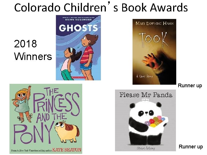 Colorado Children’s Book Awards 2018 Winners Runner up 