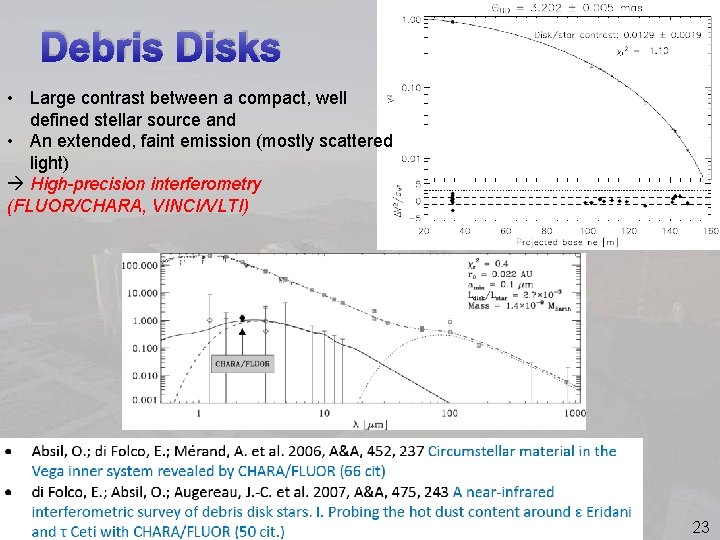 Debris Disks • Large contrast between a compact, well defined stellar source and •