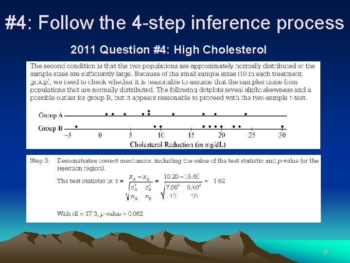 #4: Follow the 4 -step inference process 2011 Question #4: High Cholesterol 37 