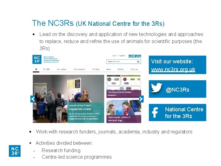 The NC 3 Rs (UK National Centre for the 3 Rs) § Lead on