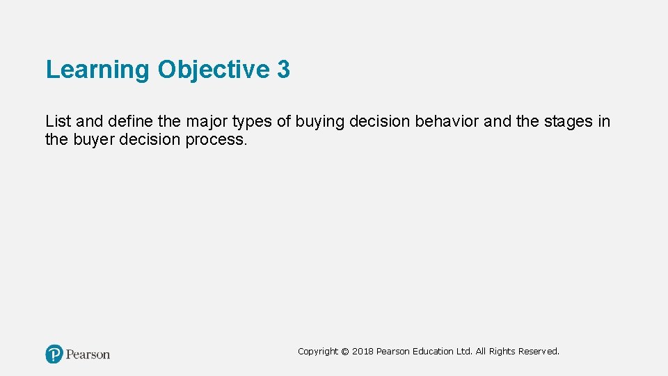 Learning Objective 3 List and define the major types of buying decision behavior and