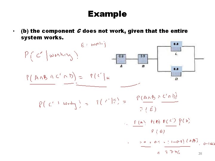 Example • (b) the component C does not work, given that the entire system Example • (b) the component C does not work, given that the entire system