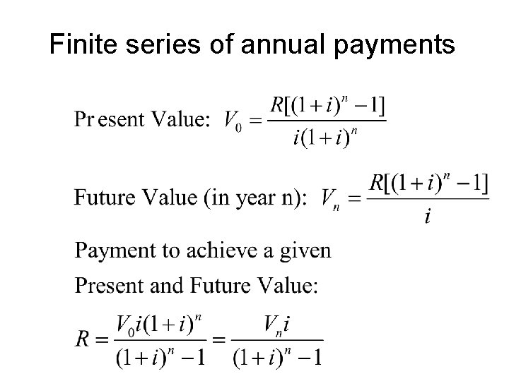 Finite series of annual payments 