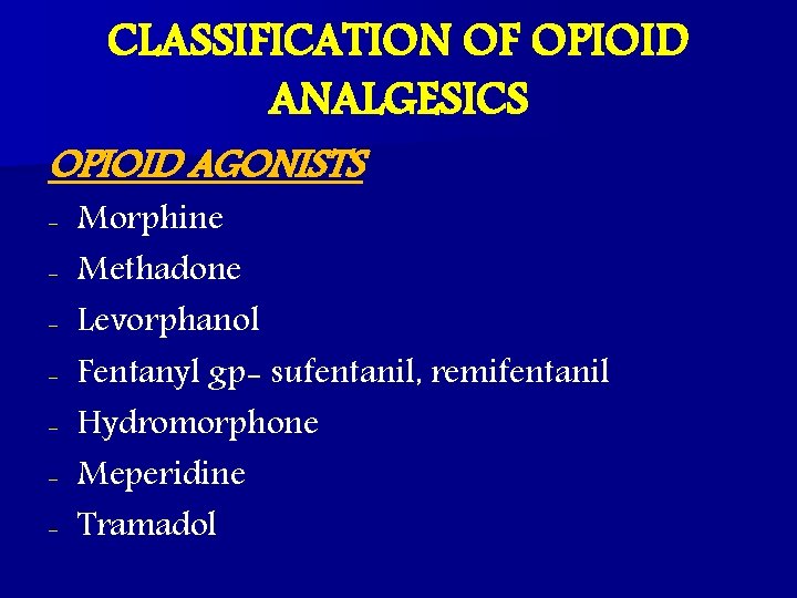Opioid Analgesics Dr Naila Abrar Learning Objectives After