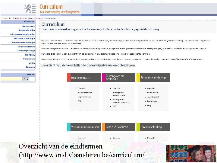 Overzicht van de eindtermen (http: //www. ond. vlaanderen. be/curriculum/ 
