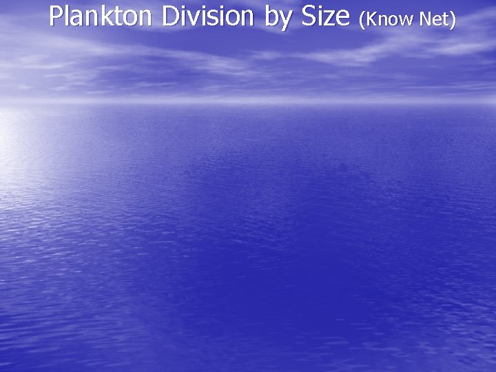 Plankton Division by Size (Know Net) 