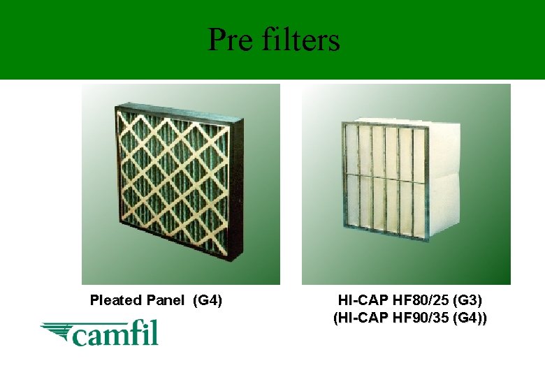 Pre filters Pleated Panel (G 4) HI-CAP HF 80/25 (G 3) (HI-CAP HF 90/35