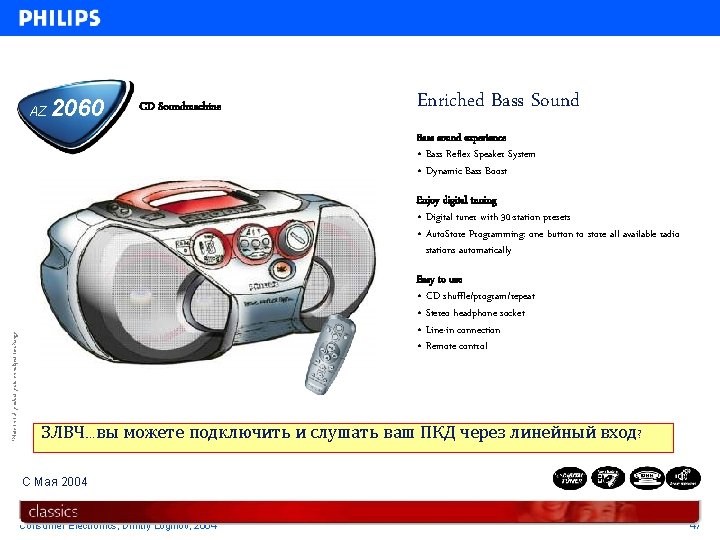 AZ 2060 CD Soundmachine Enriched Bass Sound Bass sound experience • Bass Reflex Speaker