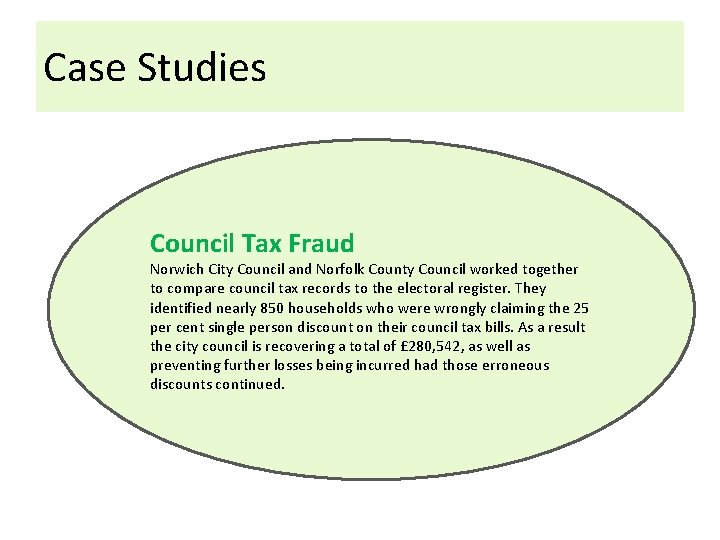 Case Studies Council Tax Fraud Norwich City Council and Norfolk County Council worked together