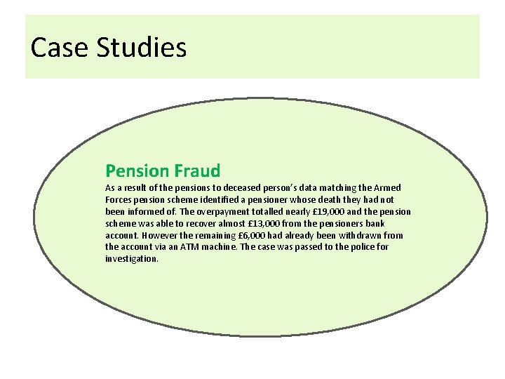 Case Studies Pension Fraud As a result of the pensions to deceased person’s data