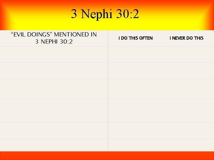 3 Nephi 30: 2 “EVIL DOINGS” MENTIONED IN 3 NEPHI 30: 2 I DO