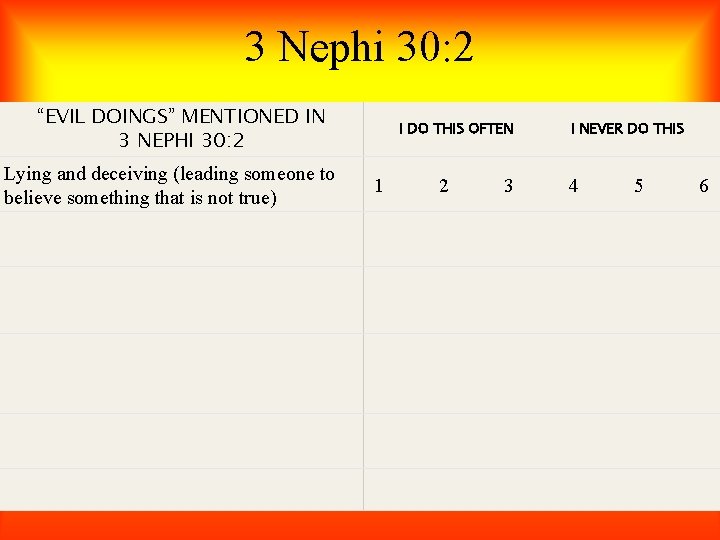 3 Nephi 30: 2 “EVIL DOINGS” MENTIONED IN 3 NEPHI 30: 2 Lying and