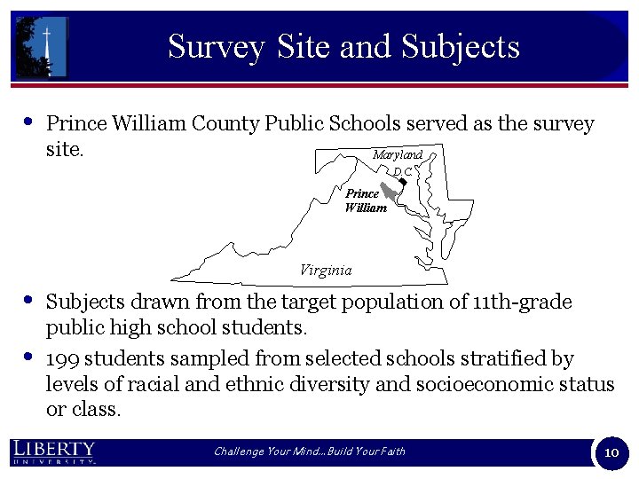 Survey Site and Subjects • Prince William County Public Schools served as the survey