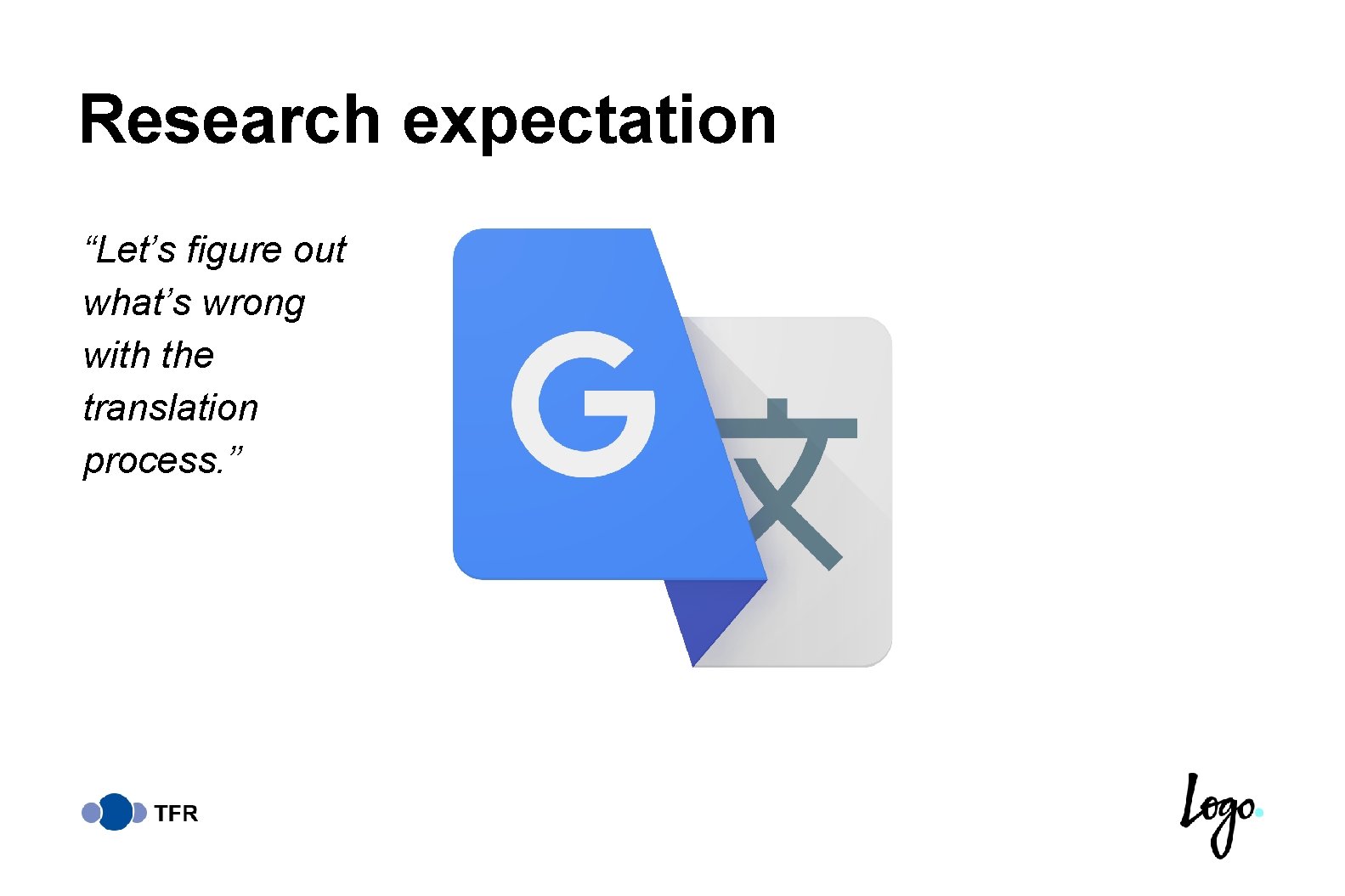Research expectation “Let’s figure out what’s wrong with the translation process. ” 