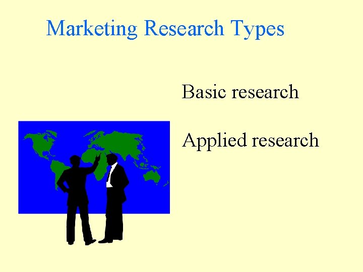 Marketing Research Types Basic research Applied research 