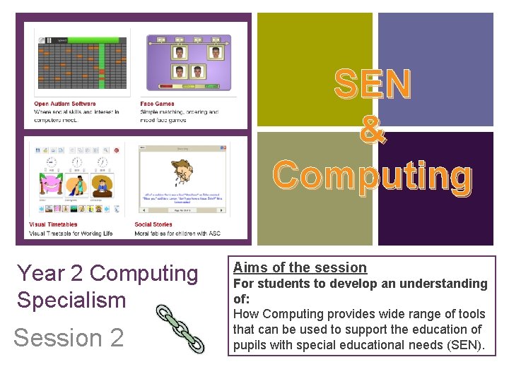 + SEN & Computing Year 2 Computing Specialism Session 2 Aims of the session