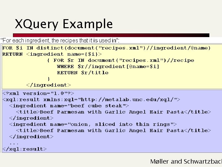XQuery Example Møller and Schwartzbach XQuery Example Møller and Schwartzbach