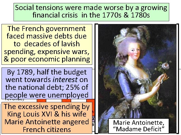 Social tensions were made worse by a growing financial crisis in the 1770 s