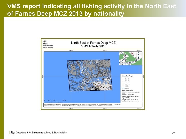 VMS report indicating all fishing activity in the North East of Farnes Deep MCZ