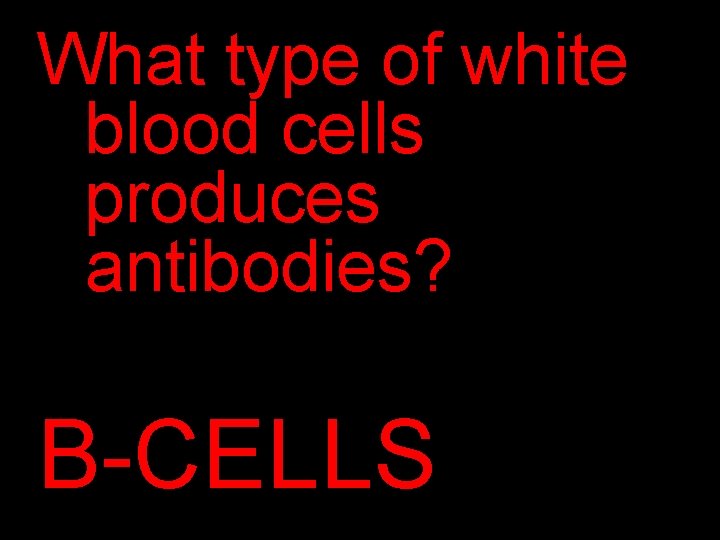 What type of white blood cells produces antibodies? B-CELLS 