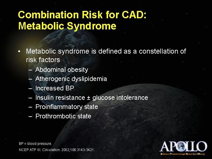 Combination Risk for CAD: Metabolic Syndrome 