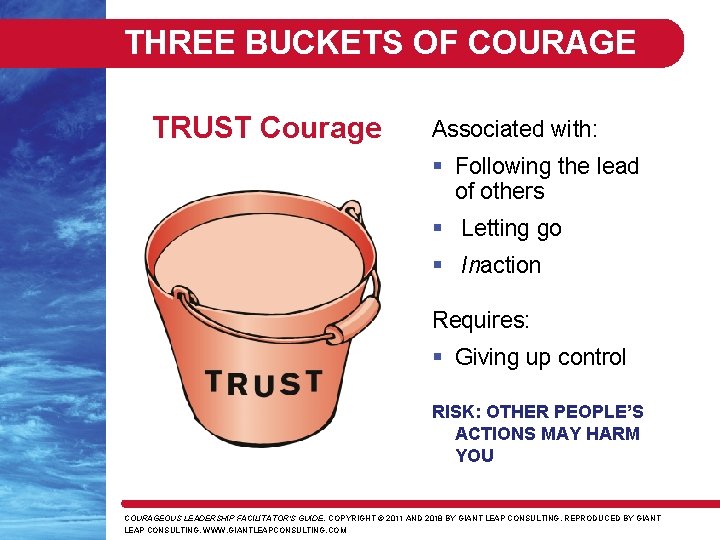 THREE BUCKETS OF COURAGE TRUST Courage Associated with: § Following the lead of others