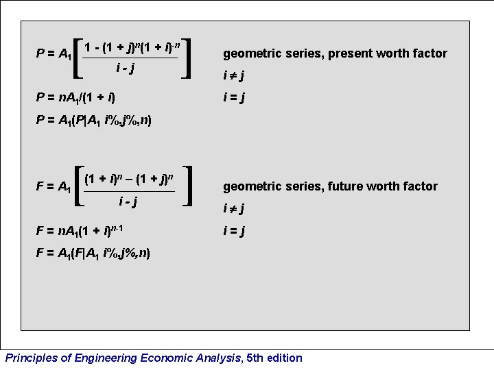 [ P = A 1 ] 1 - (1 + j)n(1 + i)-n i-j