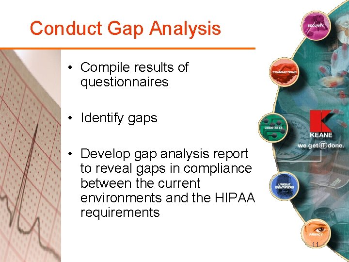 Conduct Gap Analysis • Compile results of questionnaires • Identify gaps • Develop gap