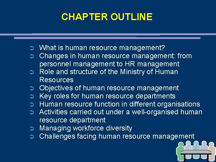CHAPTER OUTLINE ➲ ➲ ➲ ➲ ➲ What is human resource management? Changes in