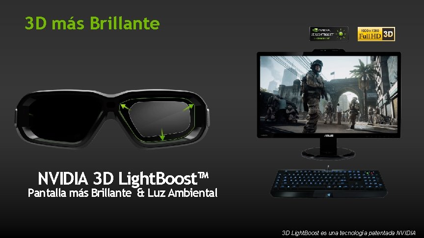 3 D más Brillante NVIDIA 3 D Light. Boost™ Pantalla más Brillante & Luz 3 D más Brillante NVIDIA 3 D Light. Boost™ Pantalla más Brillante & Luz