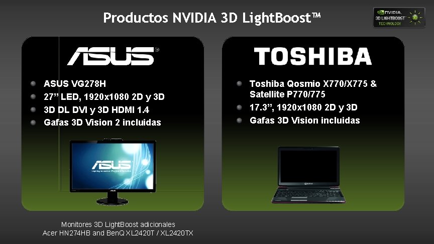 Productos NVIDIA 3 D Light. Boost™ ASUS VG 278 H 27” LED, 1920 x Productos NVIDIA 3 D Light. Boost™ ASUS VG 278 H 27” LED, 1920 x