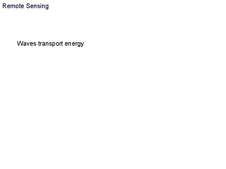 Remote Sensing Waves transport energy 