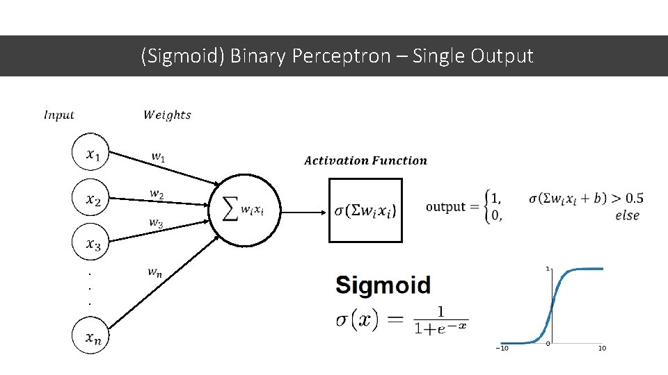 (Sigmoid) Binary Perceptron – Single Output . . . 