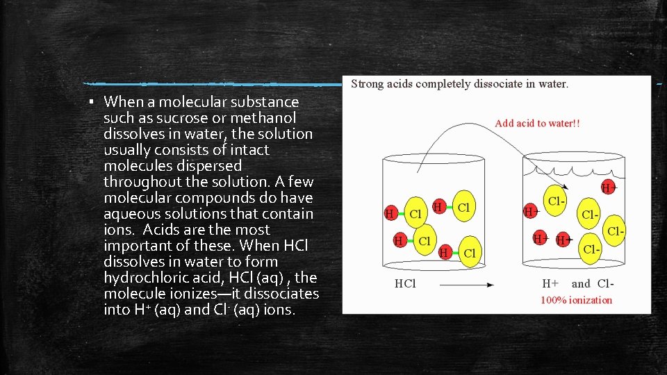 ▪ When a molecular substance such as sucrose or methanol dissolves in water, the ▪ When a molecular substance such as sucrose or methanol dissolves in water, the