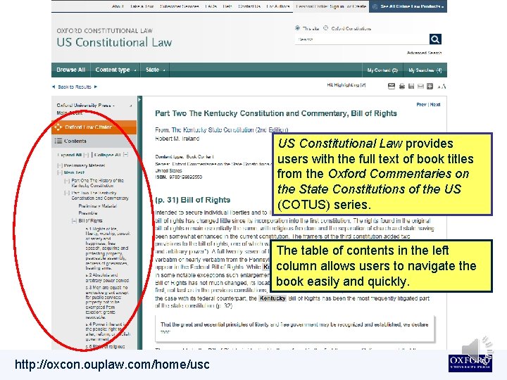 US Constitutional Law provides users with the full text of book titles from the