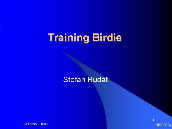 Training Birdie Stefan Rudat 1 ATeco. M Gmb. H 06/10/2008 