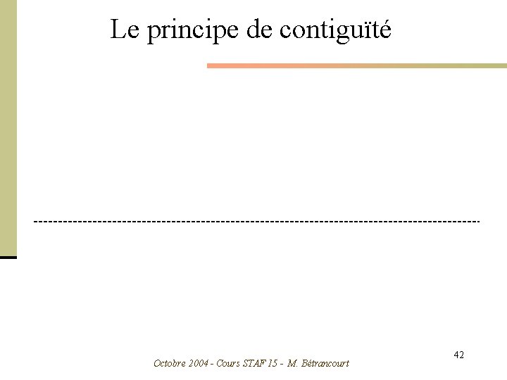 Le principe de contiguïté Octobre 2004 - Cours STAF 15 - M. Bétrancourt 42