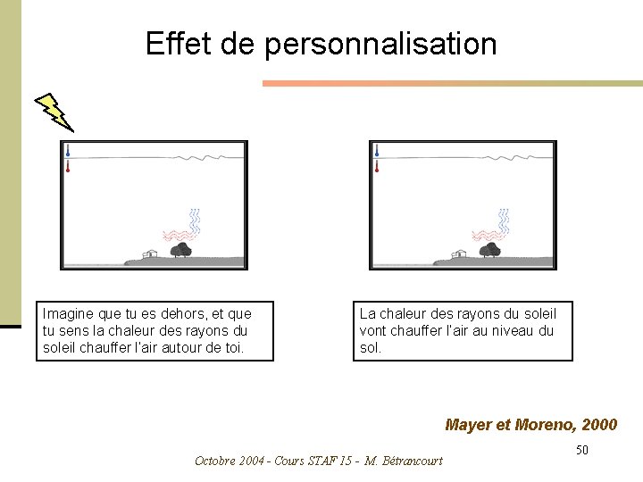Effet de personnalisation Imagine que tu es dehors, et que tu sens la chaleur