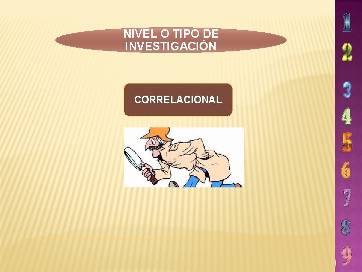 NIVEL O TIPO DE INVESTIGACIÓN CORRELACIONAL 