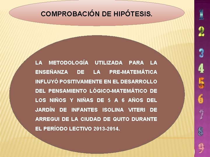 COMPROBACIÓN DE HIPÓTESIS. LA METODOLOGÍA UTILIZADA PARA LA ENSEÑANZA DE LA PRE MATEMÁTICA INFLUYÓ