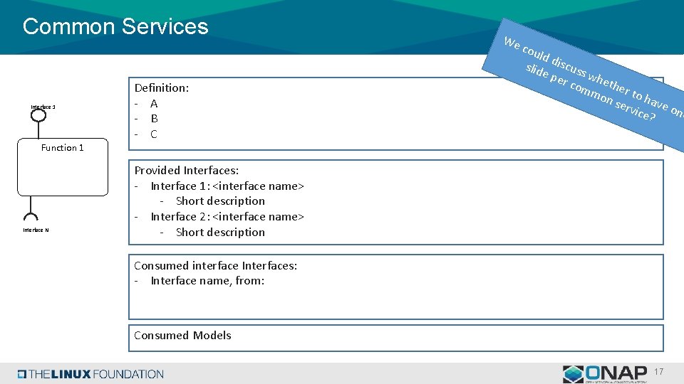 Common Services Interface 1 Definition: - A - B - C We cou ld Common Services Interface 1 Definition: - A - B - C We cou ld