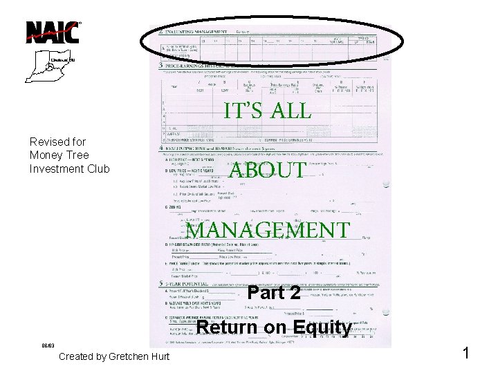 Revised for Money Tree Investment Club IT’S ALL ABOUT MANAGEMENT Part 2 Return on