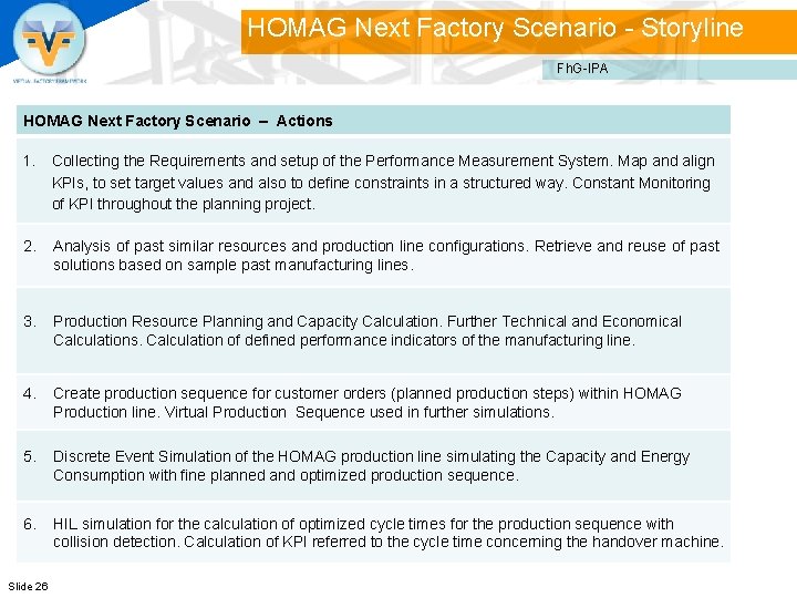 HOMAG Next Factory Scenario - Storyline Fh. G-IPA HOMAG Next Factory Scenario – Actions