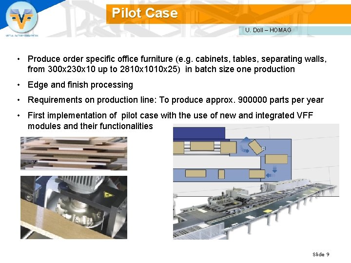 Pilot Case U. Doll – HOMAG • Produce order specific office furniture (e. g.