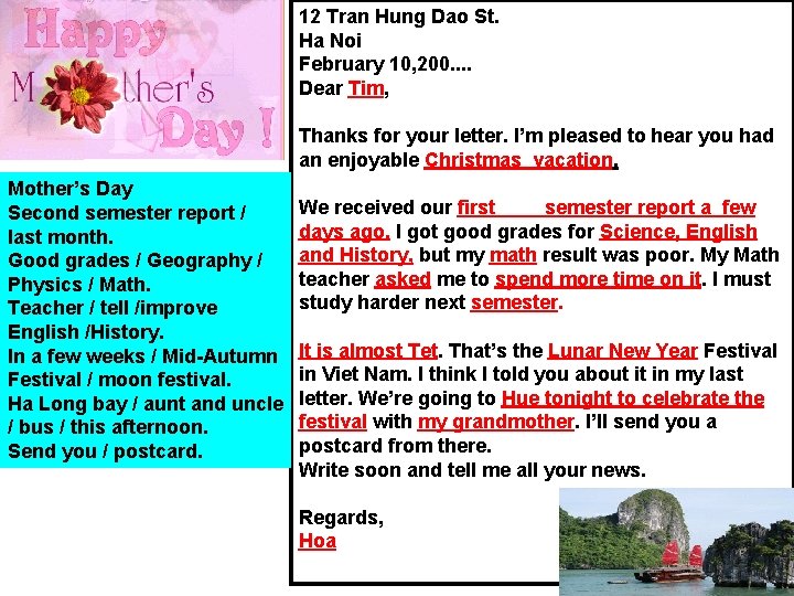 12 Tran Hung Dao St. Ha Noi February 10, 200. . Dear Tim, Thanks