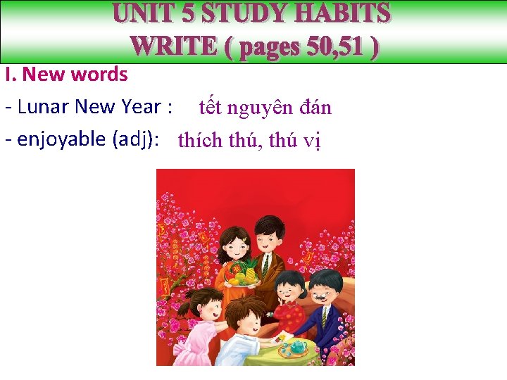 UNIT 5 STUDY HABITS WRITE ( pages 50, 51 ) I. New words -